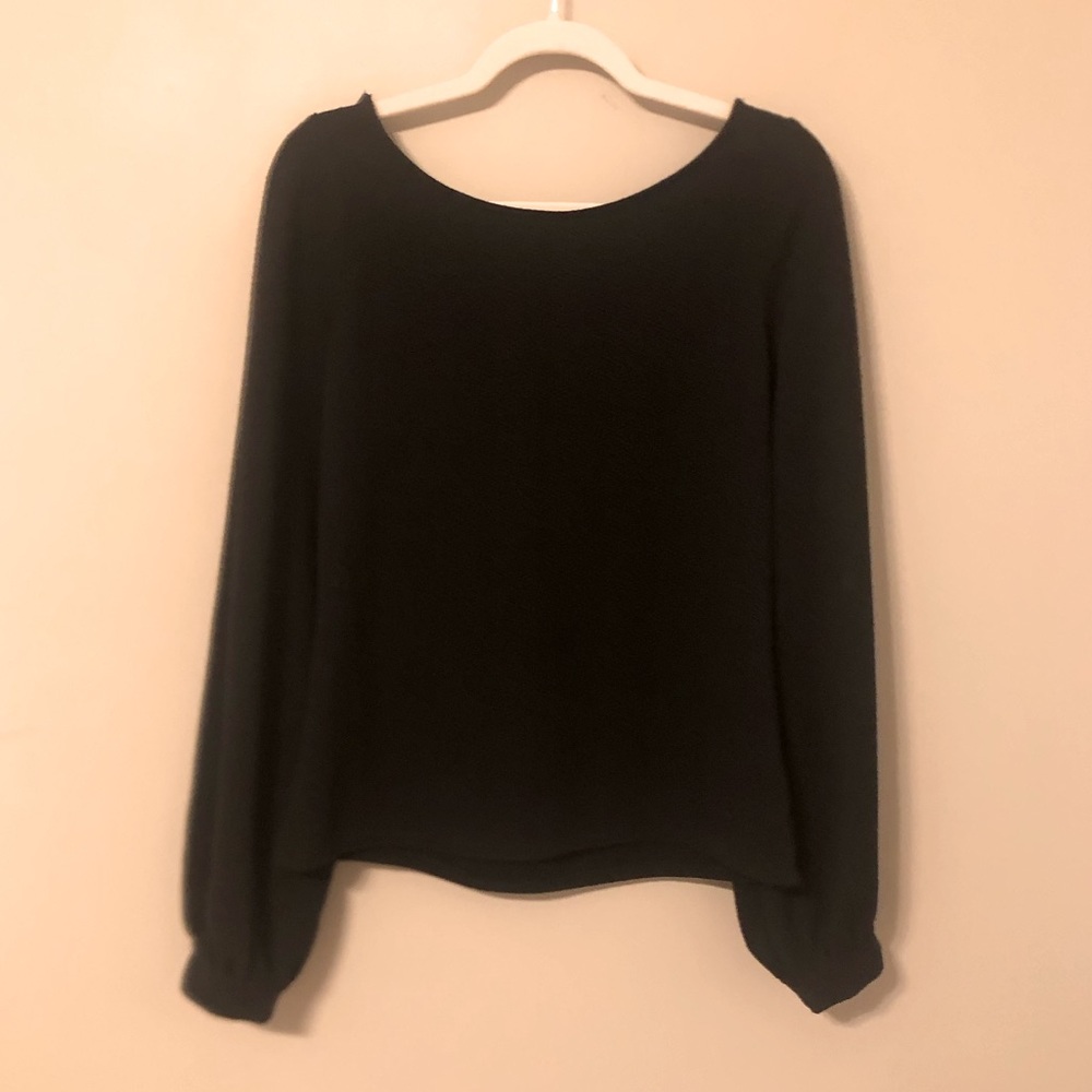 FREE PEOPLE Black Bell Sleeve Top Sz Medium
